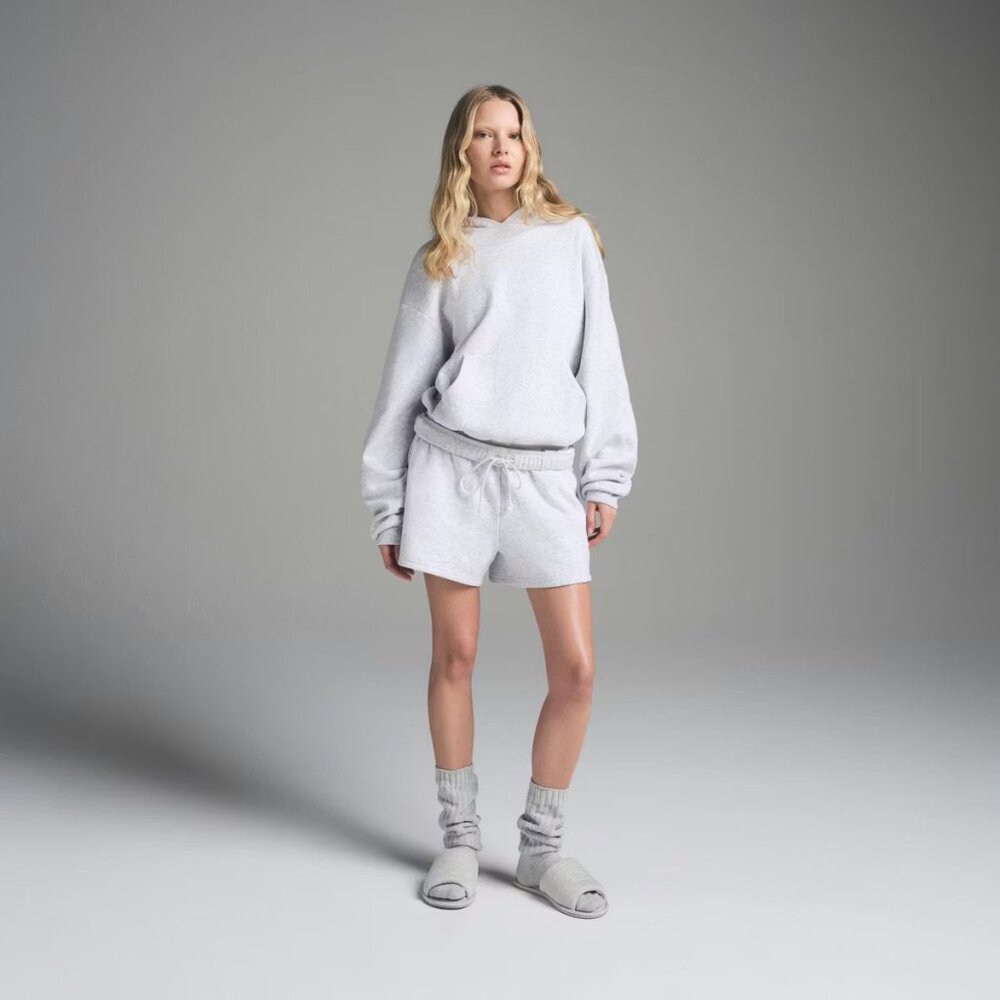 NWT Skims Gray Cotton Fleece Classic High Rise Shorts Womens XL